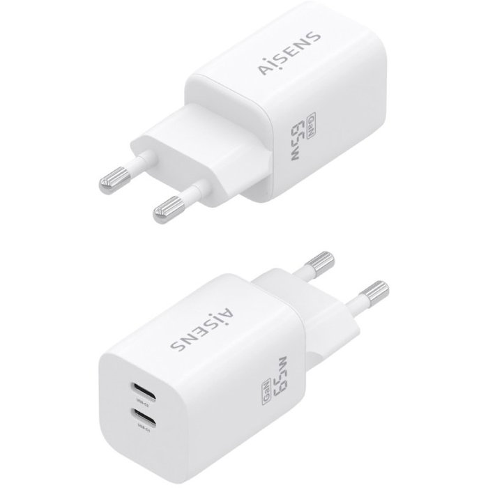 Aisens Cargador GaN 65W 2xUSB-C Blanco A110-1029